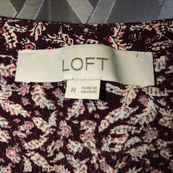 loft peasant blouse button up smocked wrists very feminine size medium - Picture 2 of 8